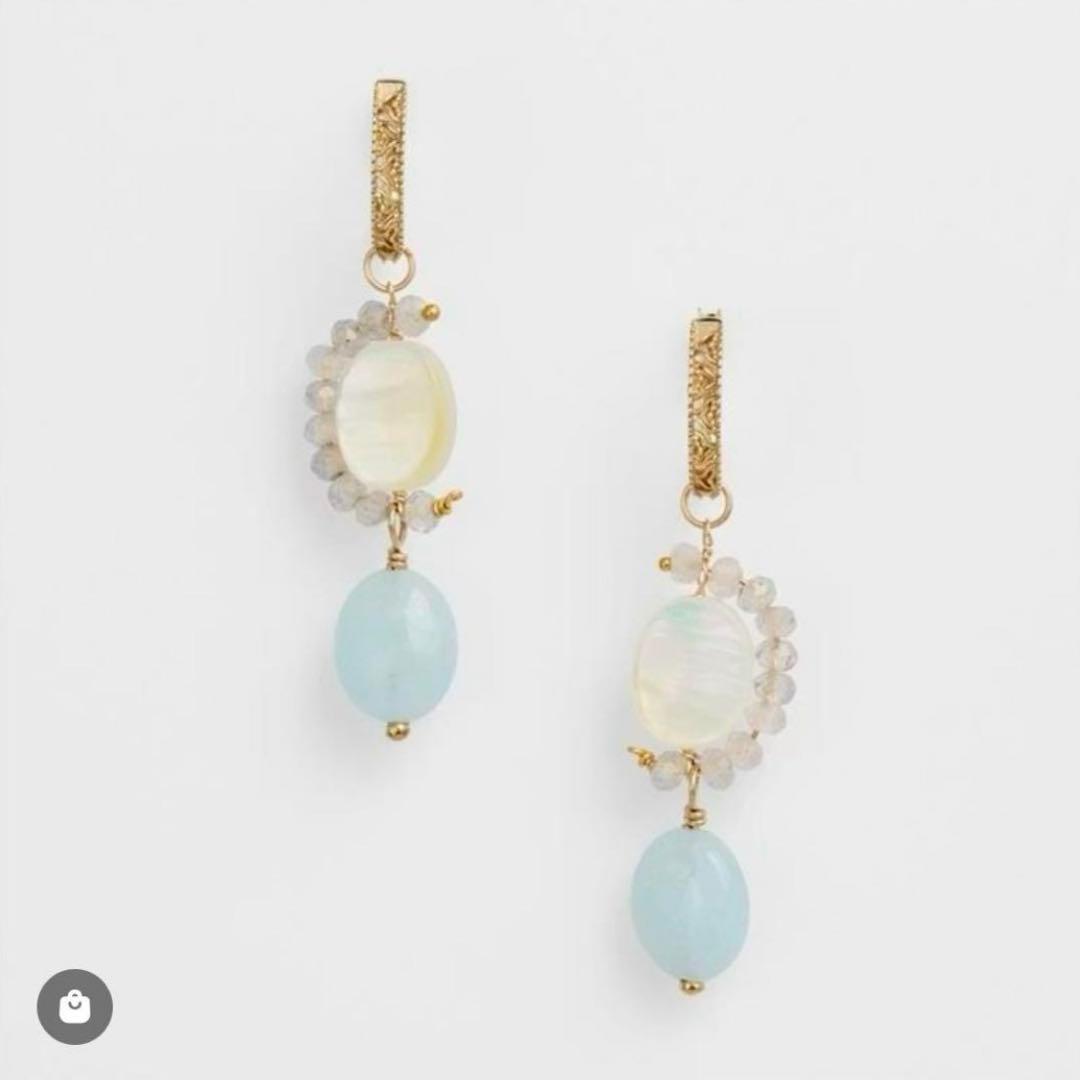 り*な様 未使用 agete ピアスチャーム ラブラドライト シェル アクアマリ