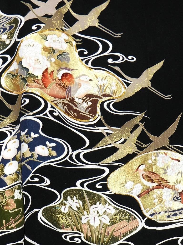 留袖　ワンピース　ドレス　フレアー袖　手書き友禅染　正絹　480　夢ちりめん