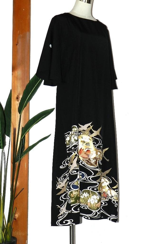 留袖　ワンピース　ドレス　フレアー袖　手書き友禅染　正絹　480　夢ちりめん