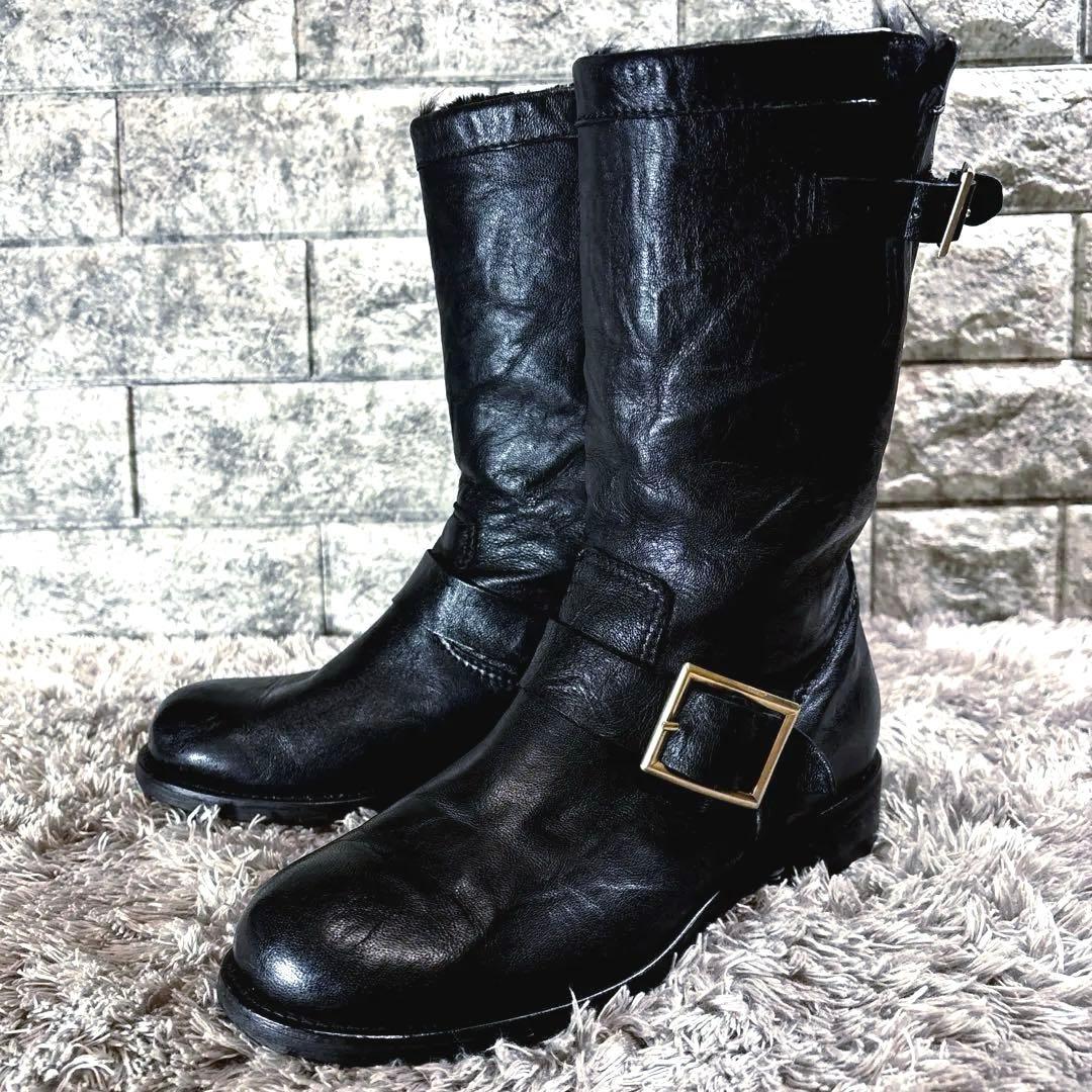 美品❣️JIMMY CHOO ブーツ ソフトレザー ムートン 23.5 高級感✨