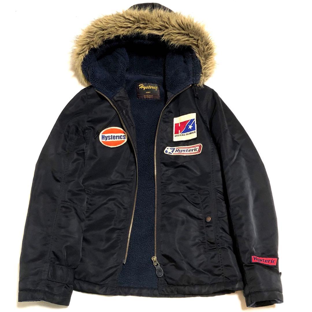 ヒステリックグラマー 初期ヒスY2Kミリタリーフライトジャケット 黒 ワッペン