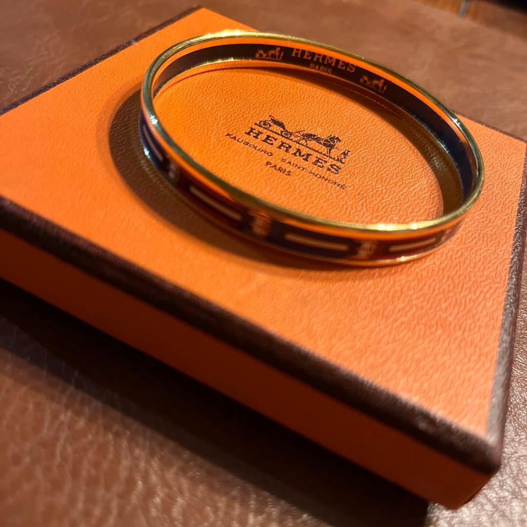 HERMES エマイユエナメルバングル 赤・青・金
