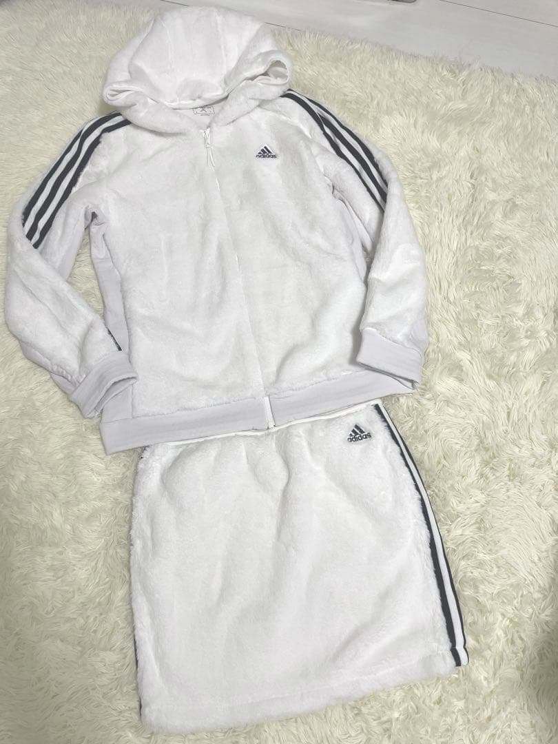 あお様アディダス スリーストライプス ボアフリースセットアップ　ゴルフ