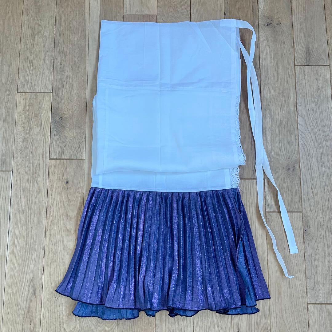 プリーツ裾除け　着物　ラメパープルとペチコートラメブルー