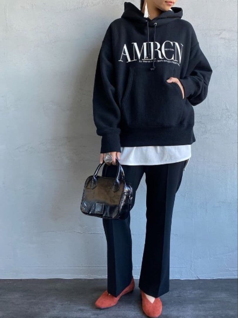 美品！アメリカーナ AMRCN ロゴプリント ブラックパーカー