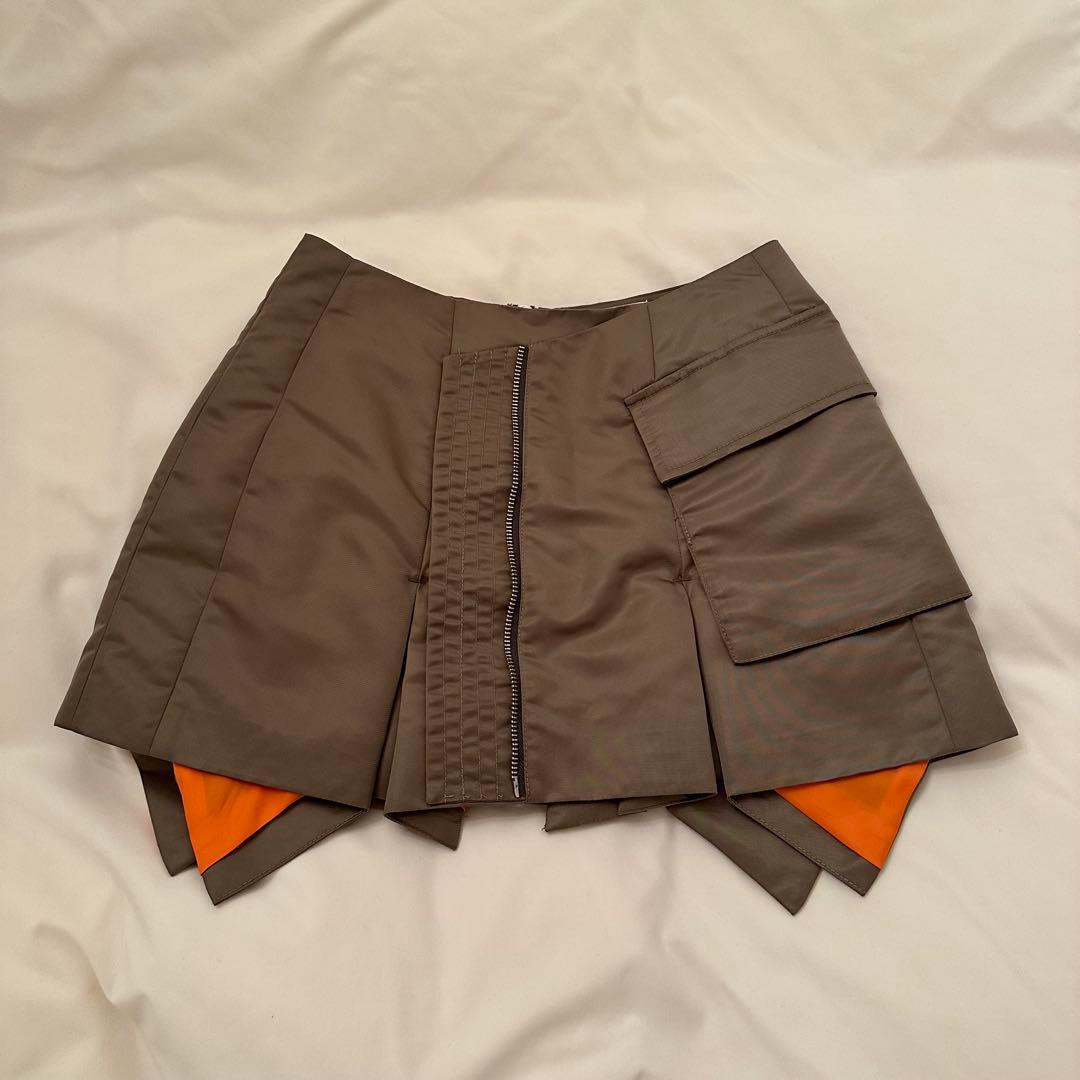 esió エシオ Nylon MA-1 skirt Sサイズ Khaki