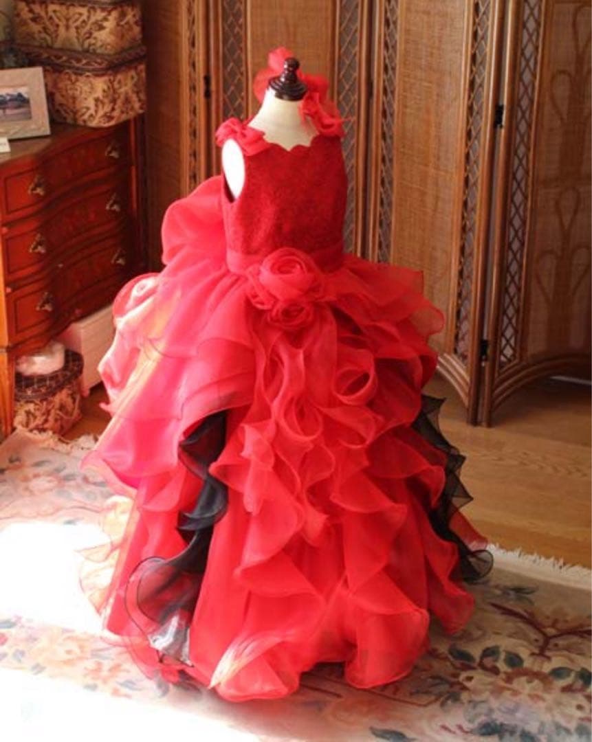 にゃんたん様　オーダーメイド　赤130＆オレンジ120〜130フォーマルドレス