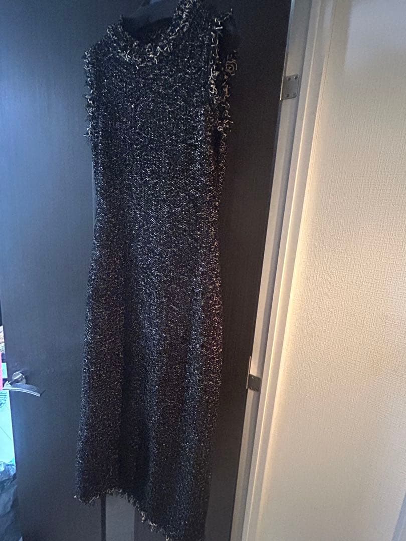 anuans フラッグヤーンツイードニットワンピース