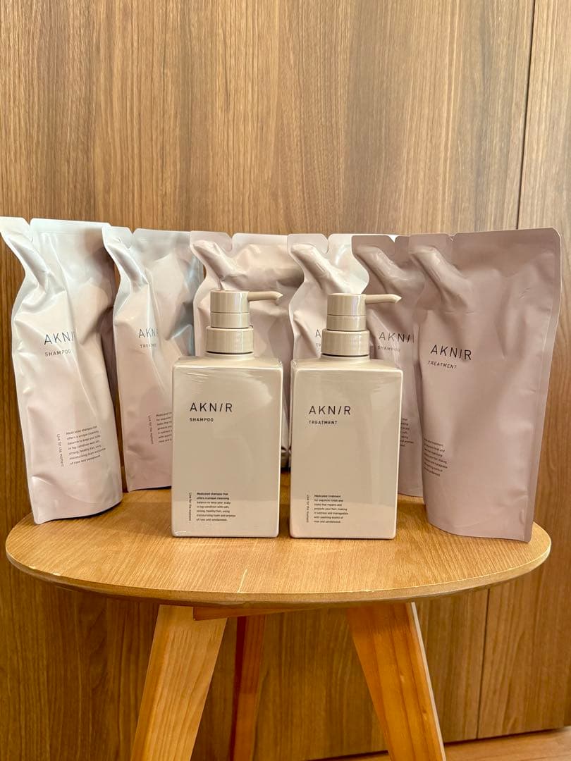 AKNIR シャンプー ×トリートメント ボトル2本 + 詰め替え6袋 セット
