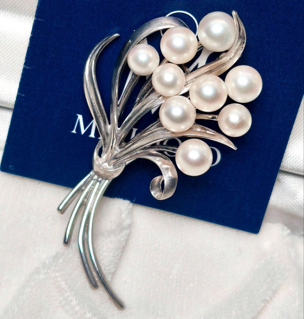 【美品 最高級】ミキモト ブローチ パール 花束 9珠 皇室御用達 正規品