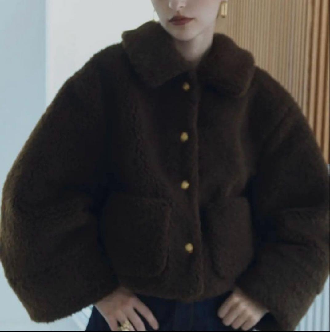 ブルレア　bluelea ボアショートコート　ブラウン