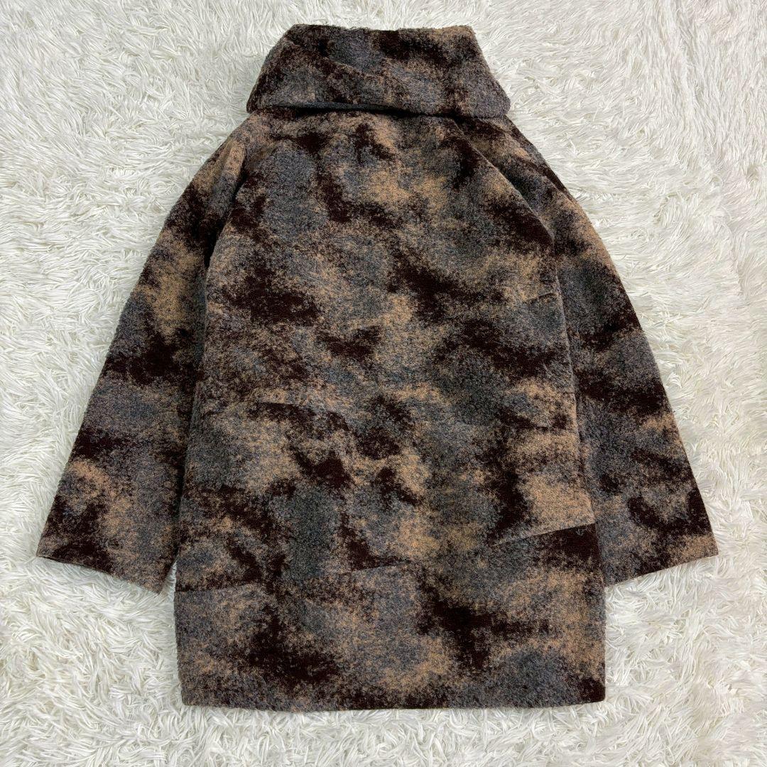 ジェニーギャルソン カモフラージュファーコート ブラウン フード付き a3722