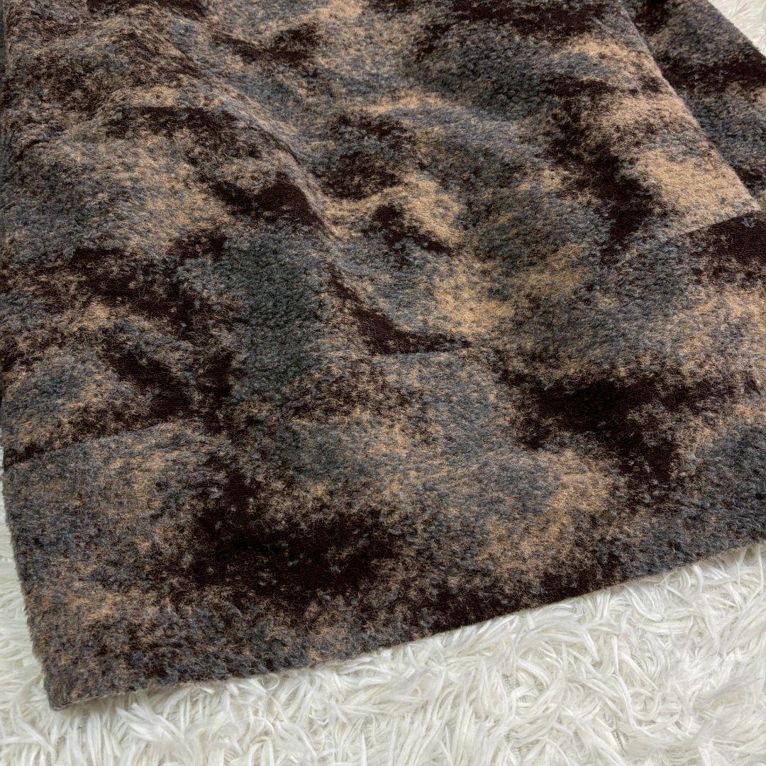 ジェニーギャルソン カモフラージュファーコート ブラウン フード付き a3722