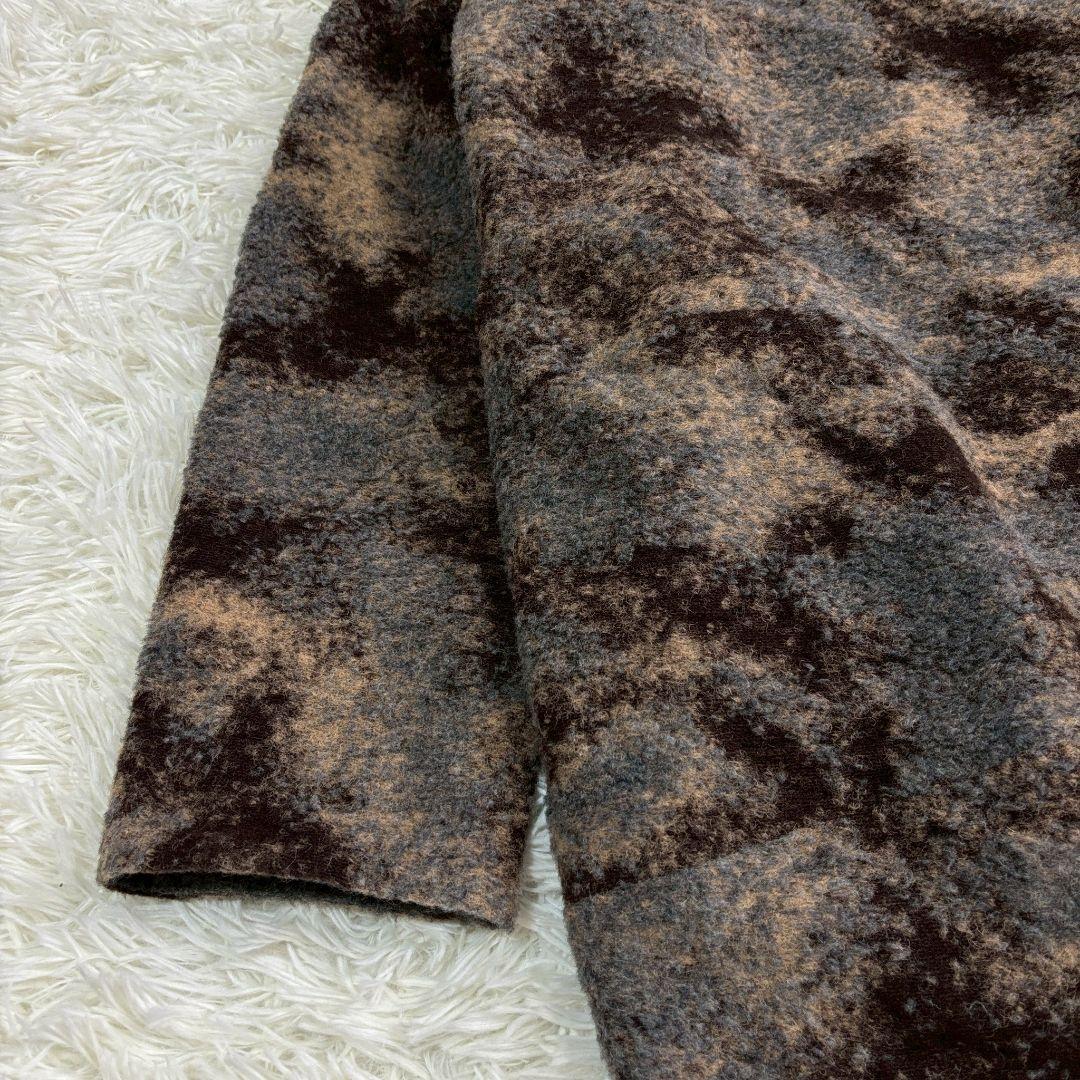 ジェニーギャルソン カモフラージュファーコート ブラウン フード付き a3722