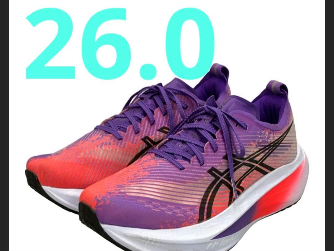 メガブラスト MEGABLAST ASICS ランニングシューズ 紫/オレンジ