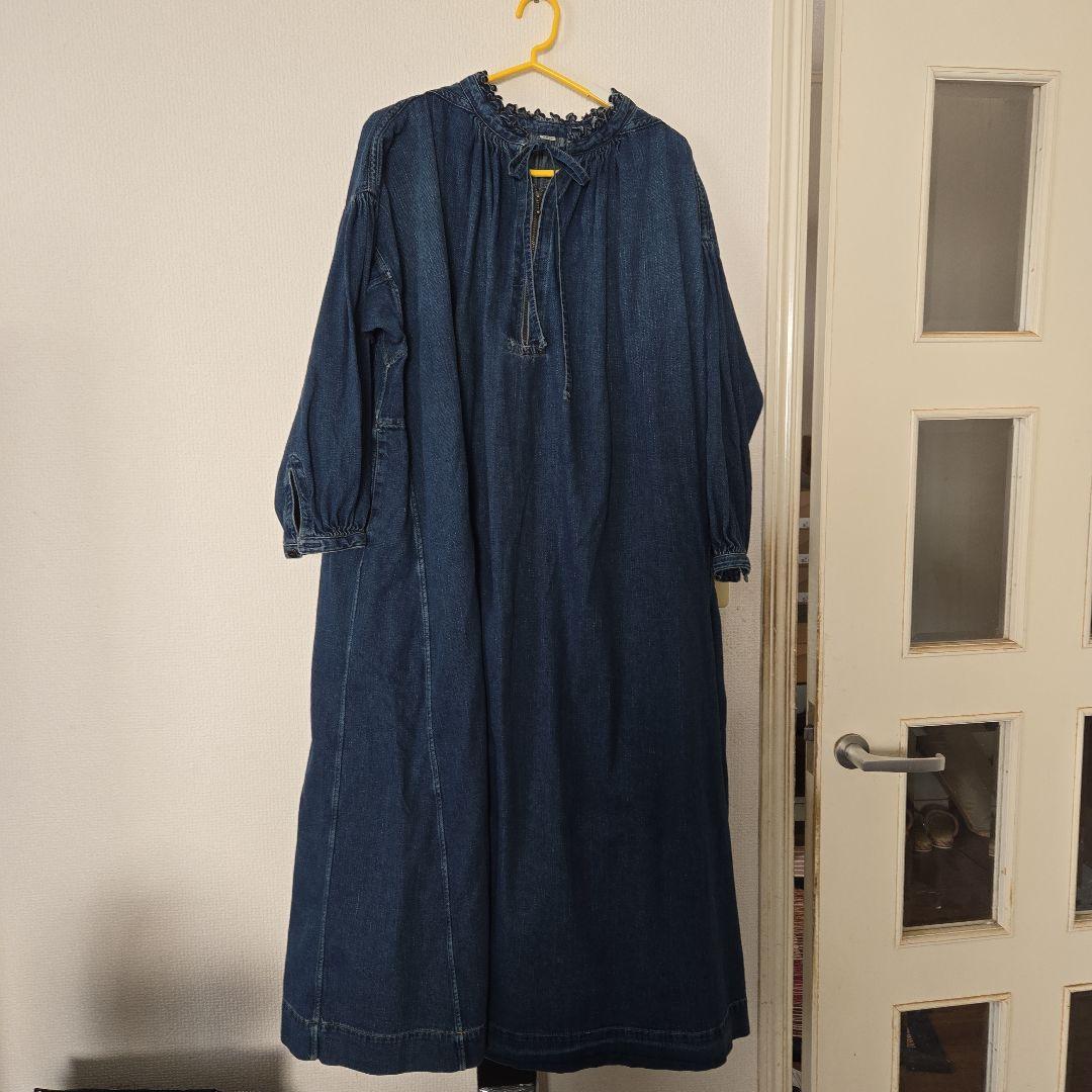 45r 　プチデニムカットワーク刺繍スモックドレス(重)