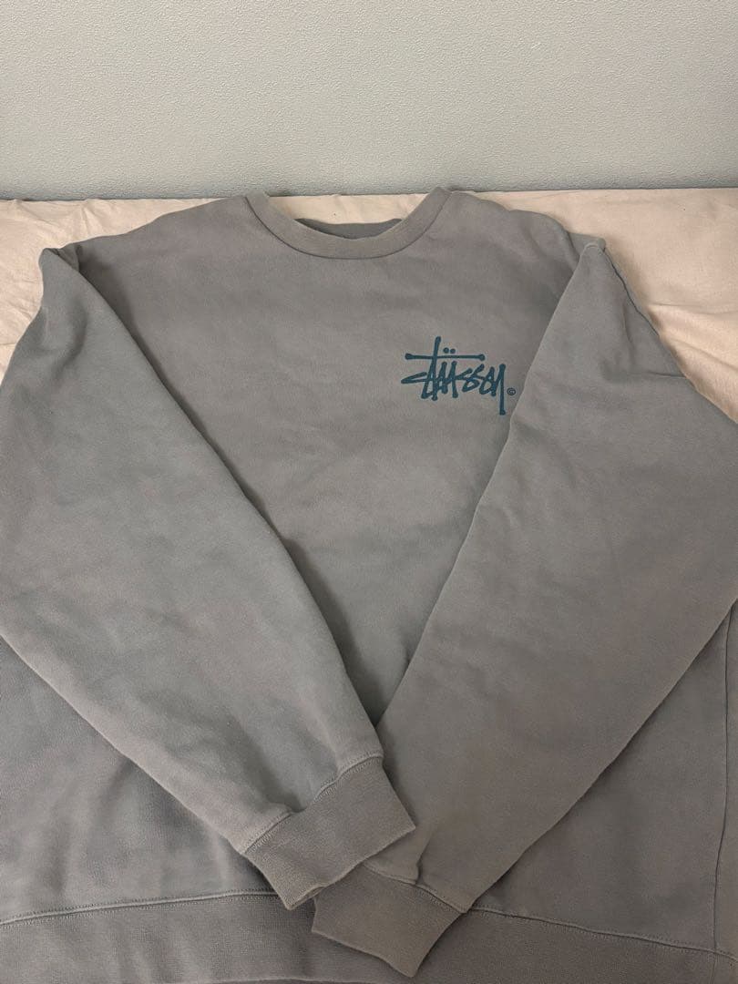 Stussy グレー スウェット 青　ブルー　L