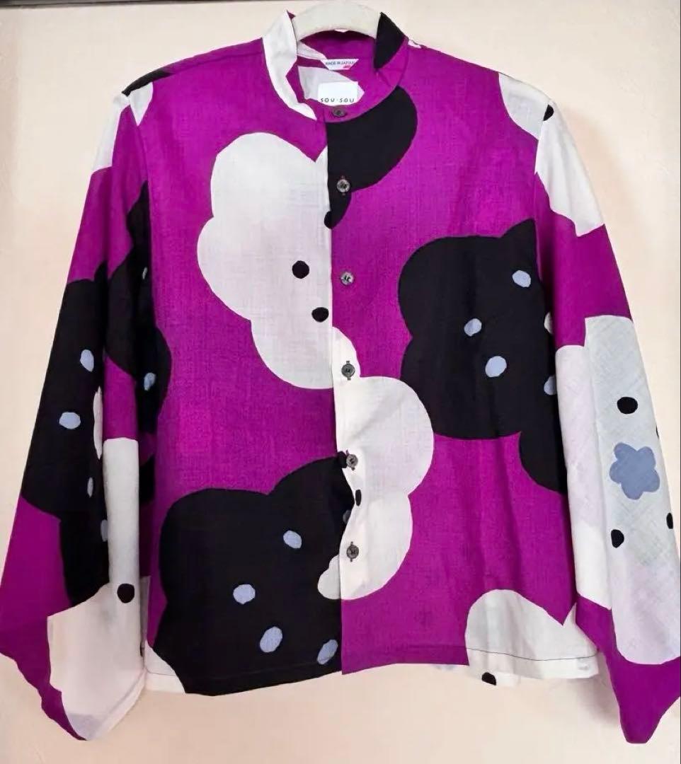 ソウソウ SOUSOU モスリン 草衣　ほほえみ 京紫　ほぼ新品（試着のみ）L