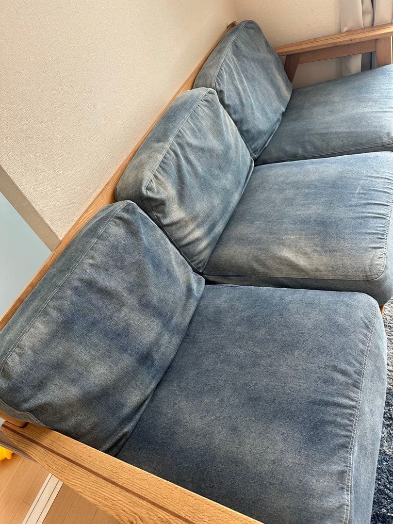 ［引取限定］ベイフロー　3人掛けデニムソファー
