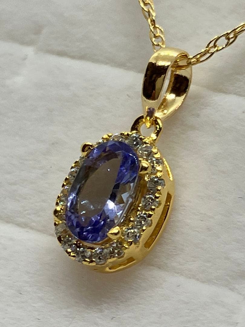 早い者勝ち! 天然タンザナイト ダイヤモンド K18 刻印 ネックレス