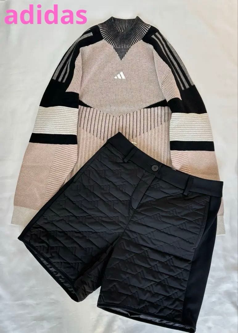 未使用　adidasゴルフ　モックネックセーターキルティングハーフパンツ　セット