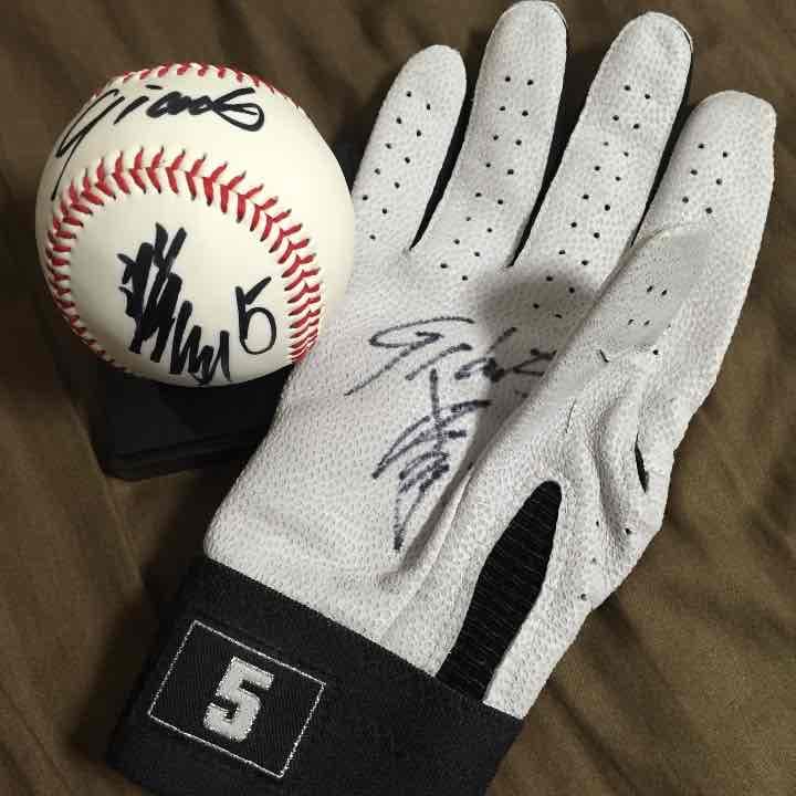 清原和博直筆サインボール、革手