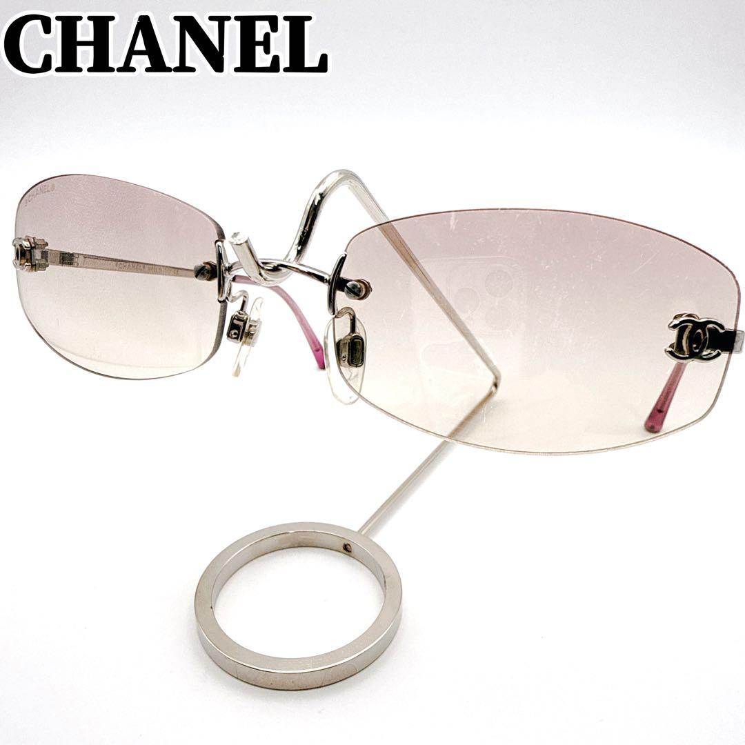 希少✨ CHANEL シャネル リムレス サングラス グラデーション ピンク