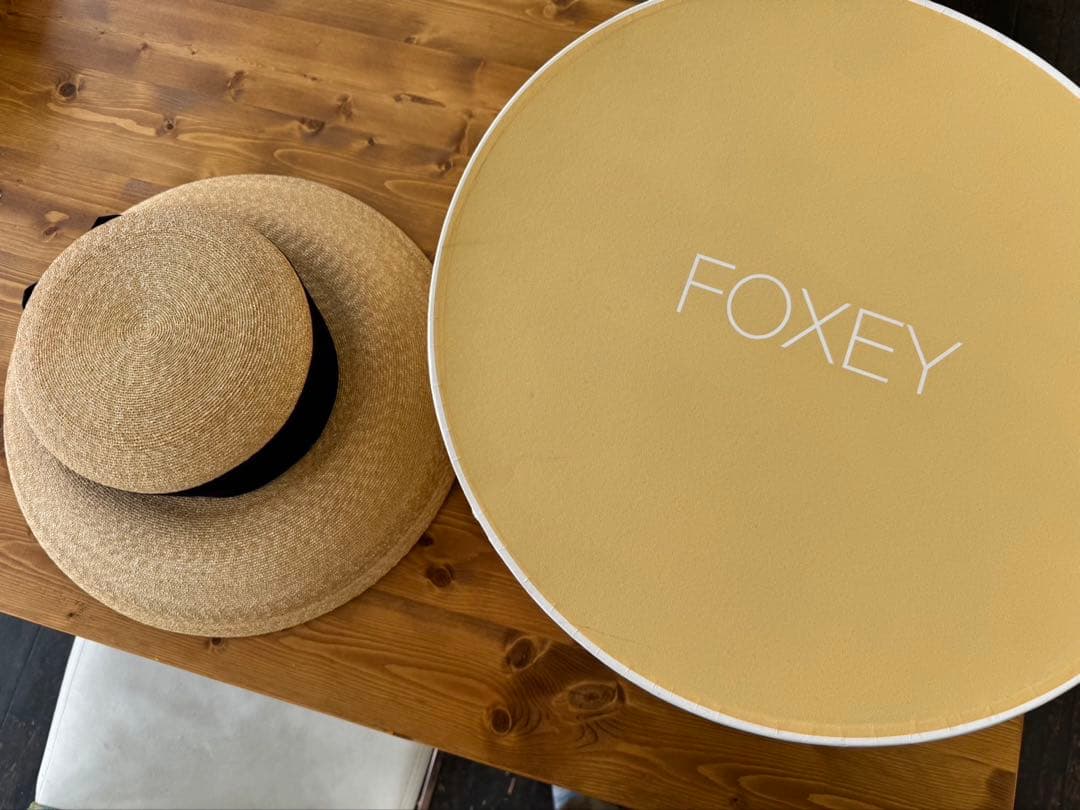 GK フォクシー　ブティック　リボン　ストロー　ハット　麦わら帽子