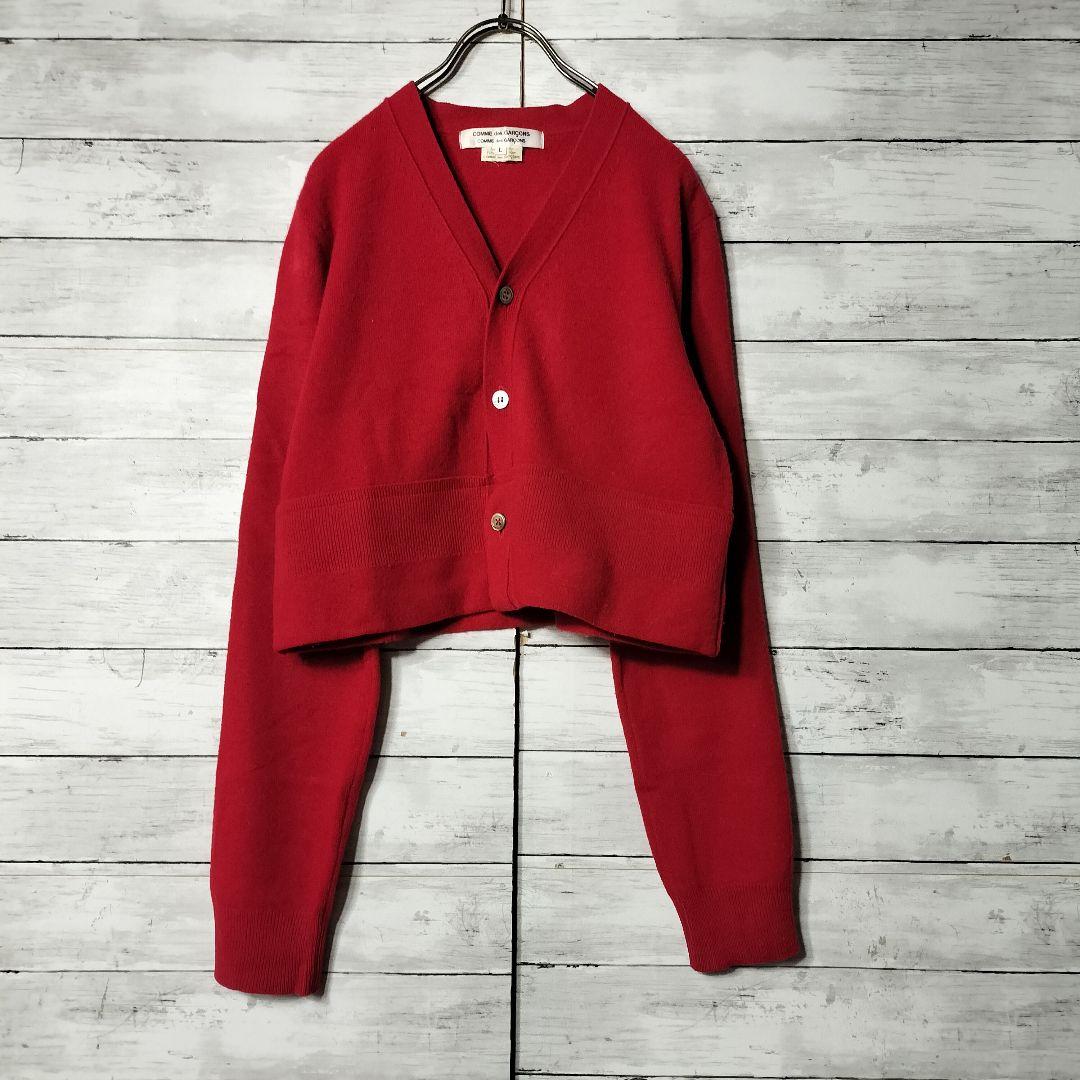 コムコム コムデギャルソン ショート丈ニットカーディガン 短丈 ウール