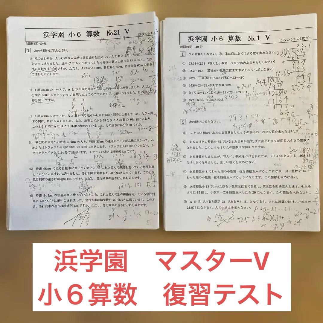 浜学園　マスターV 小６算数　復習テスト