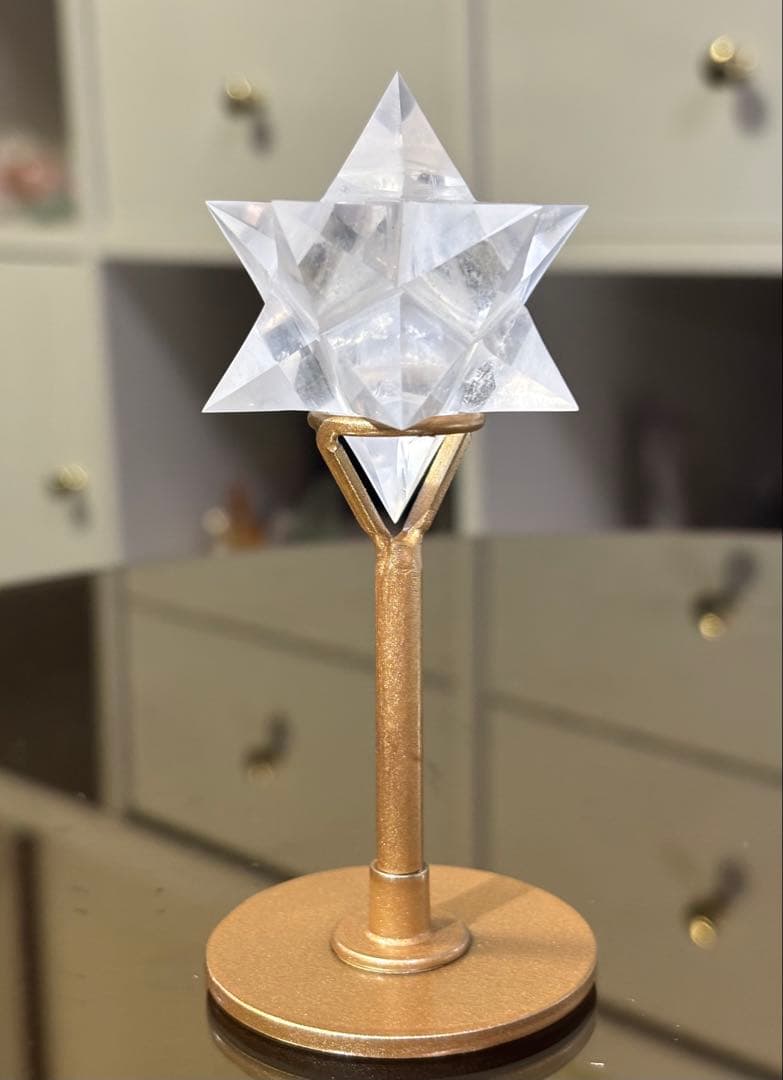 高品質　ブラジル産　水晶　アステロイド　マカバスター　スタンド付き