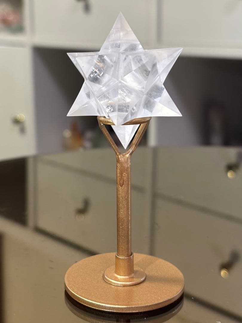 高品質　ブラジル産　水晶　アステロイド　マカバスター　スタンド付き