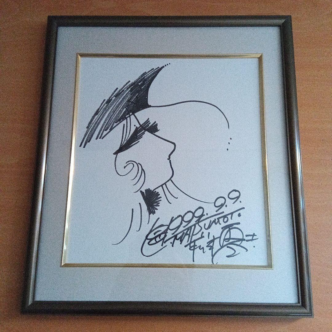 【真作】松本零士 直筆サイン色紙 銀河鉄道999★メーテル (額縁付)