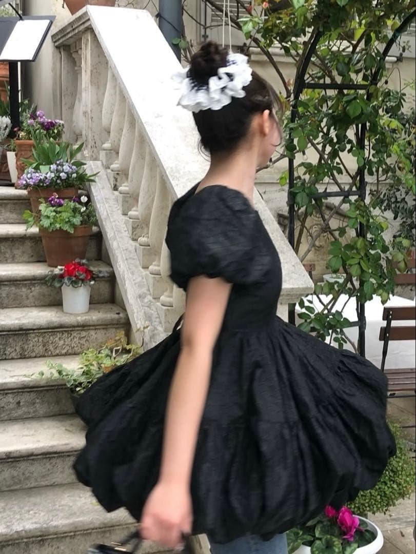 トリートユアセルフ ジャガード ミニワンピース ブラック