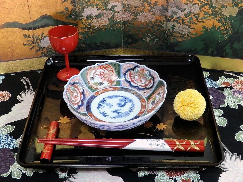 大聖寺伊万里　金襴手　団龍紋に鳳凰の図　膾皿　N514AS-CVq