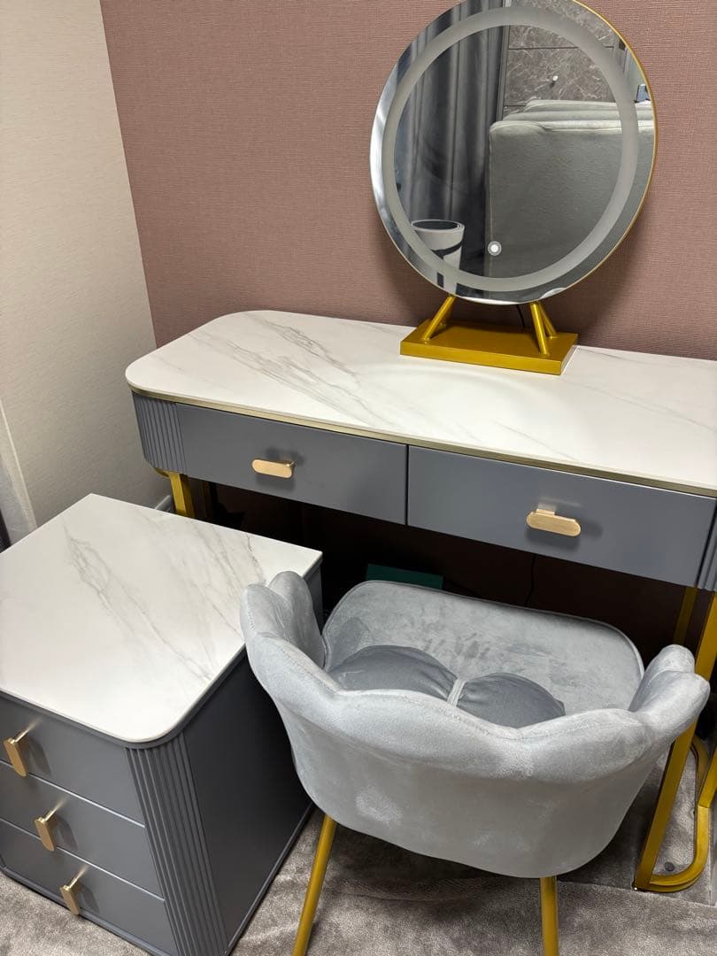 大理石　ドレッサー　チェスト　チェア　グレー　モダン　美品　デスク