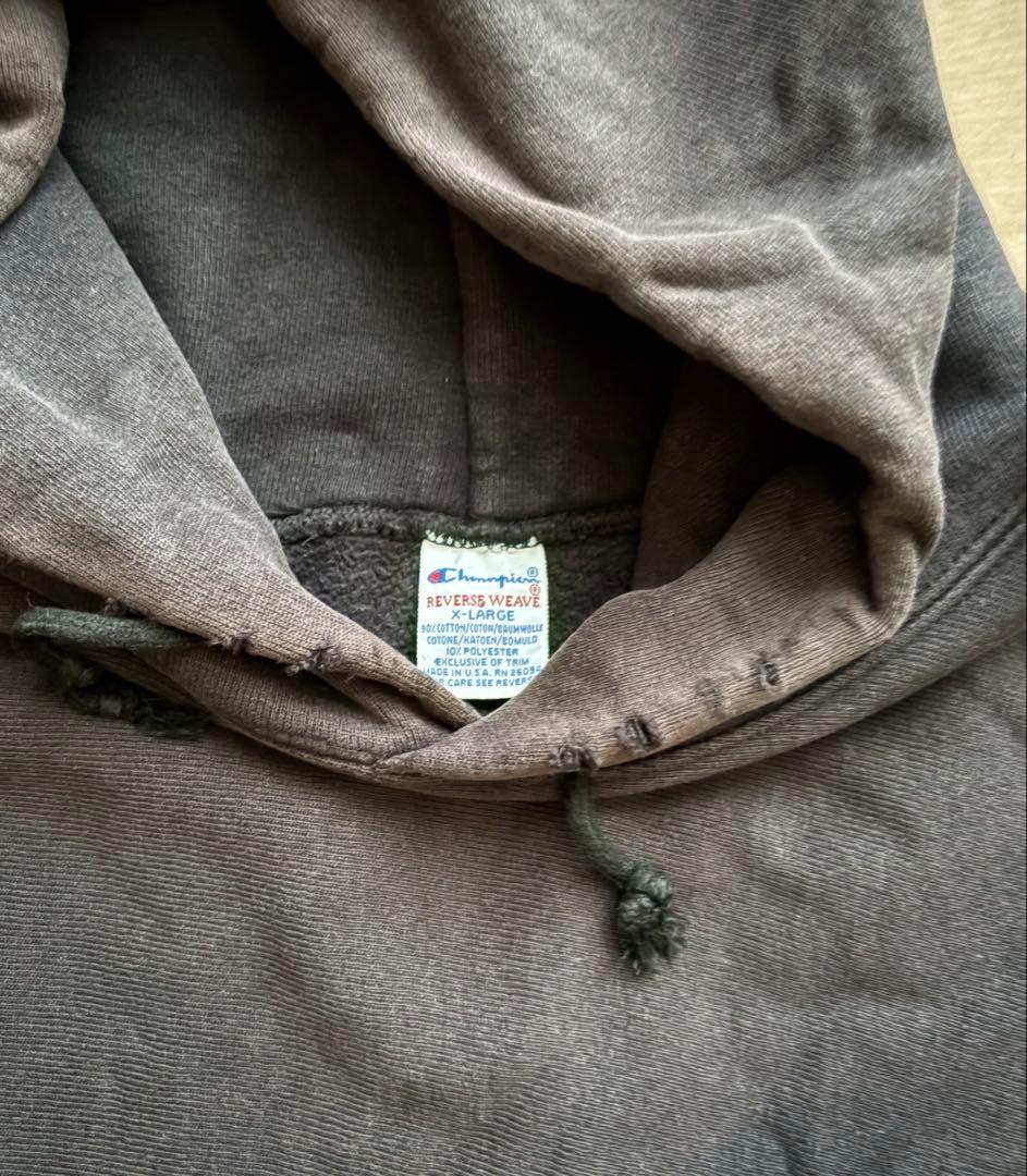 け*る様 90s usa製　ブラック　リバースウィーブ　目あり　ボロ　フェード