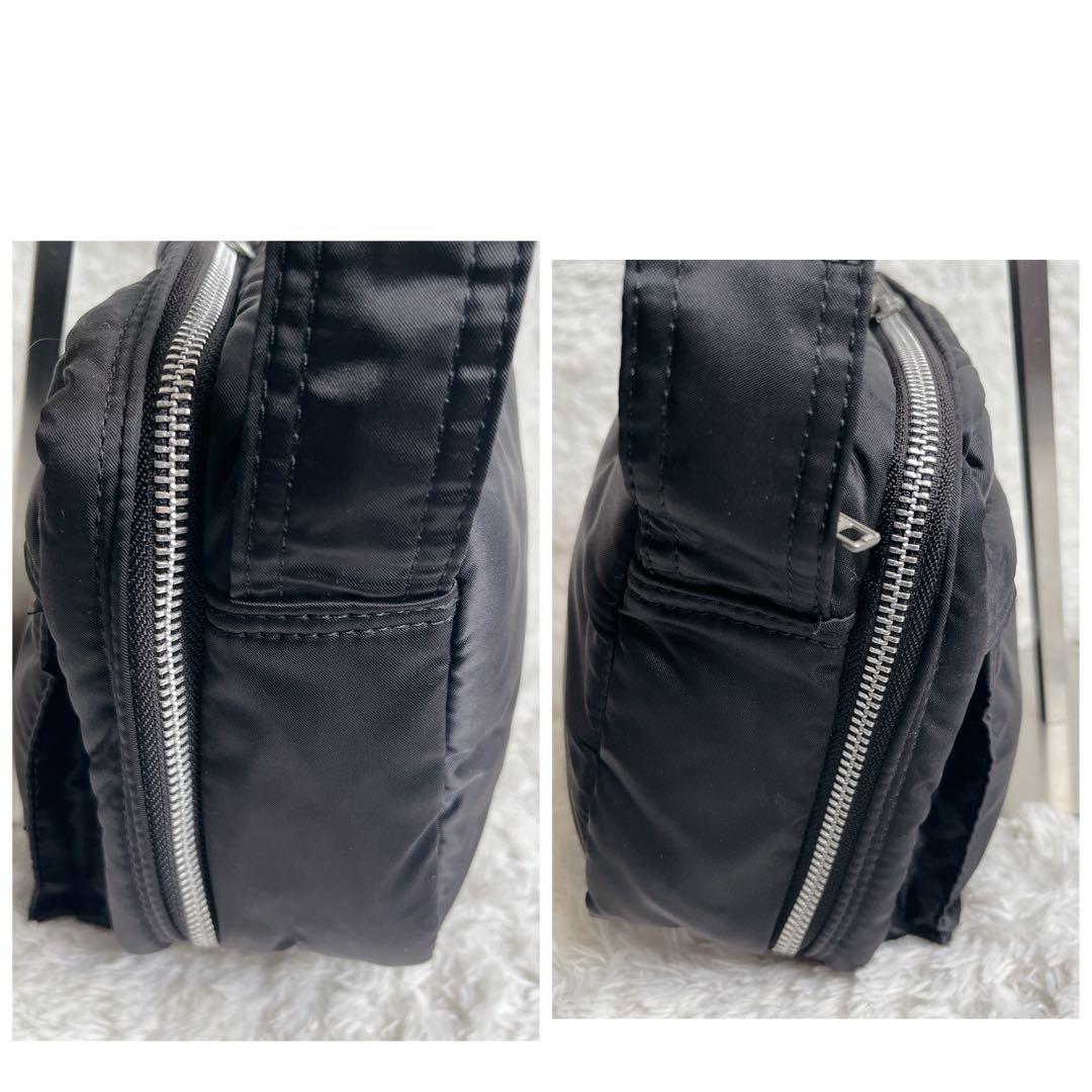 美品 ポーター タンカー 二層 ショルダーバッグ ブラック 肩がけ 黒 2室