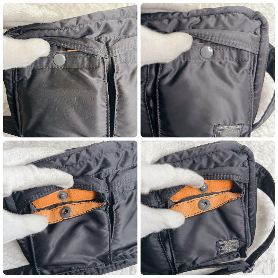 美品 ポーター タンカー 二層 ショルダーバッグ ブラック 肩がけ 黒 2室