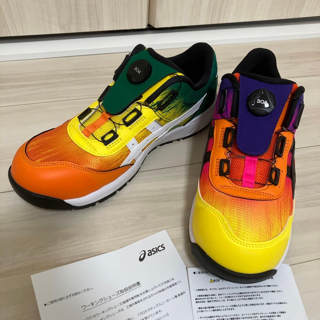 アシックス安全靴　限定色ハバネロ/ホワイト&イエロー/ブラック　オリジナル