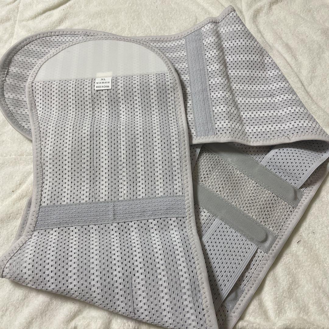 コルセット 腰椎サポーター グレー XL メッシュ生地 腰痛予防