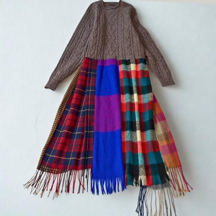 tomoki yurita リメイク ニット×マフラーワンピース 一点物　日本製