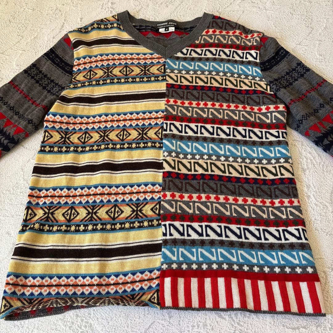 Mサイズ：コムデギャルソンオムドゥ AD2013 切替し セーター グレー