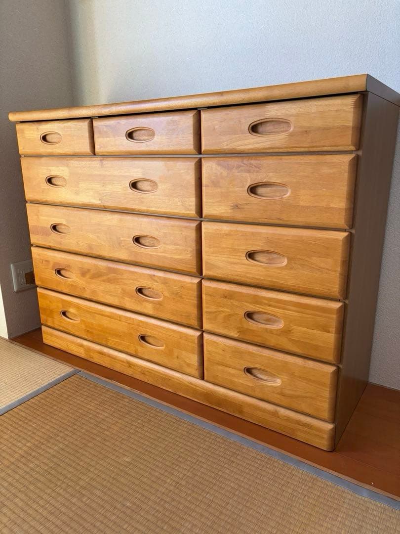 ナチュラルウッド 木製チェスト　引き出し多数【120✖️40✖️88】 たのメル便