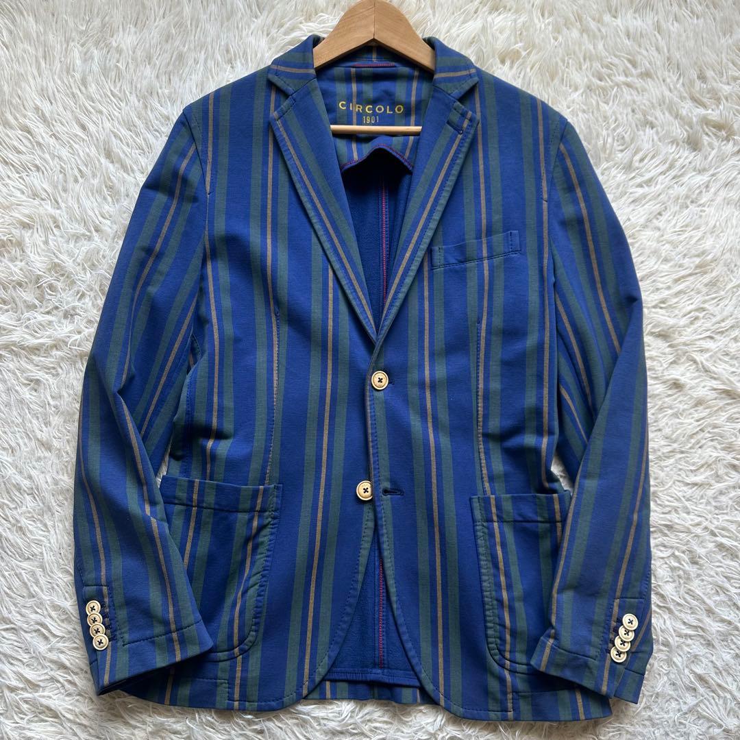 トム様用　チルコロ　CIRCOLO ジャケット　コットン　ストライプ　ブルー