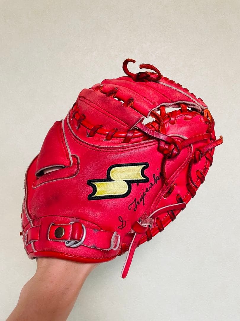 美品✨SSK キャッチャーミット 軟式 右投げ 赤 即戦力 レッド エスエスケー
