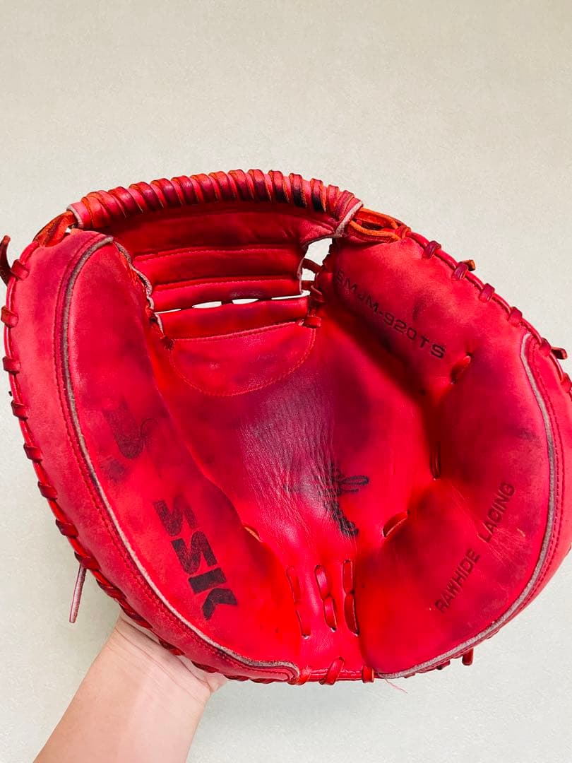 美品✨SSK キャッチャーミット 軟式 右投げ 赤 即戦力 レッド エスエスケー