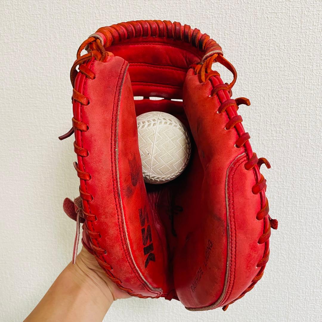 美品✨SSK キャッチャーミット 軟式 右投げ 赤 即戦力 レッド エスエスケー