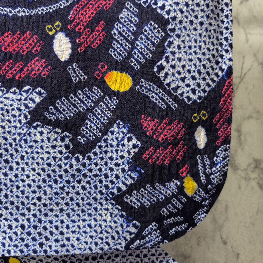 【有松絞り】赤とんぼ、うちわ柄、帯めだか♡ 居敷き当て、肩当て有り