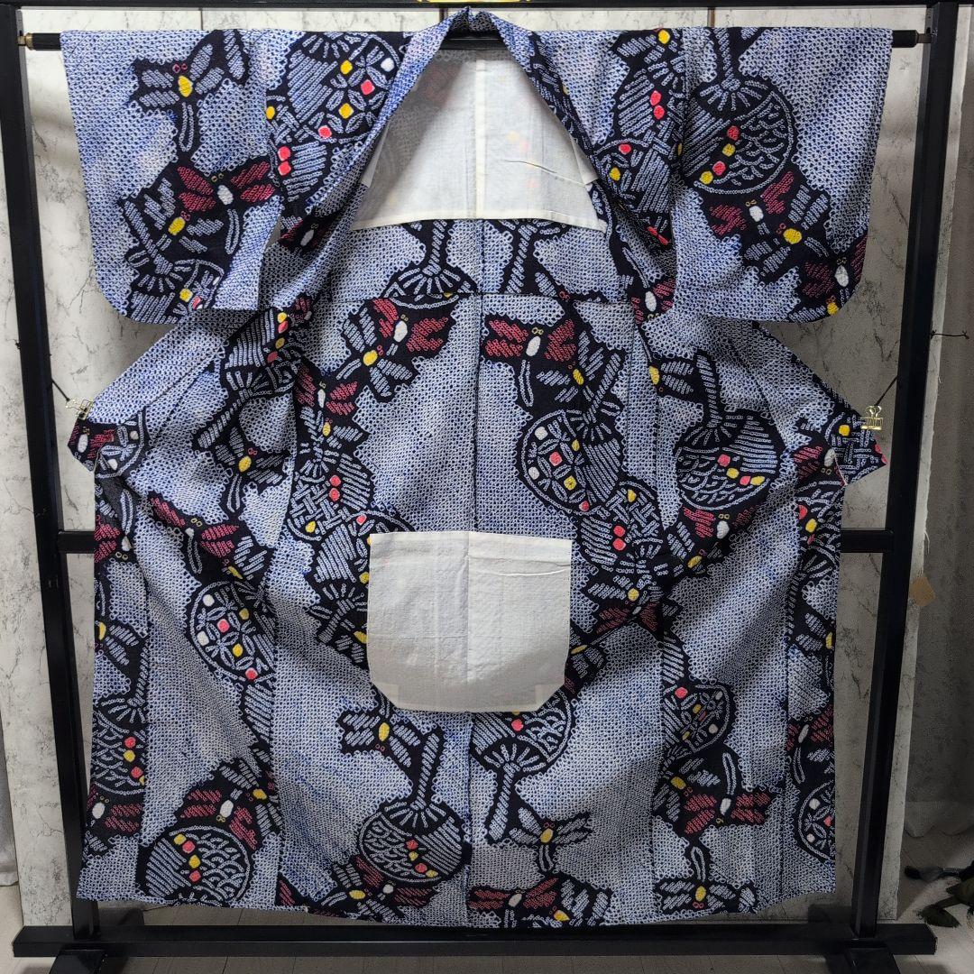 【有松絞り】赤とんぼ、うちわ柄、帯めだか♡ 居敷き当て、肩当て有り